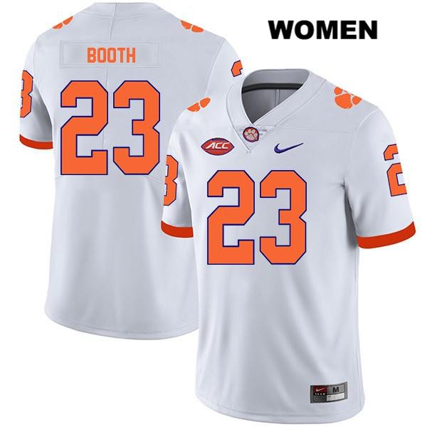 Women's Clemson Tigers #23 Andrew Booth Jr. Stitched White Legend Authentic Nike NCAA College Football Jersey OFN3146MQ
